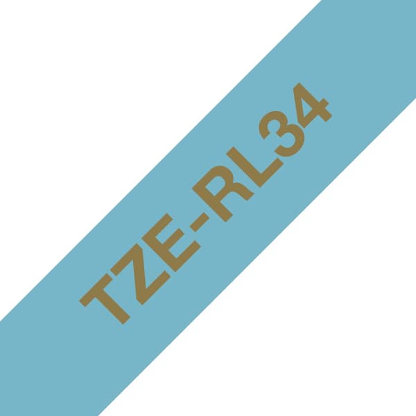 Brother TZe-RL34 - Silkeslen - Guld på Ljusblått - Rulle (1,2 cm x 4 m) 1 rulle(r) tejp - för Brother PT-D210, D600, H110, P-Touch PT-1005, 1880, E800