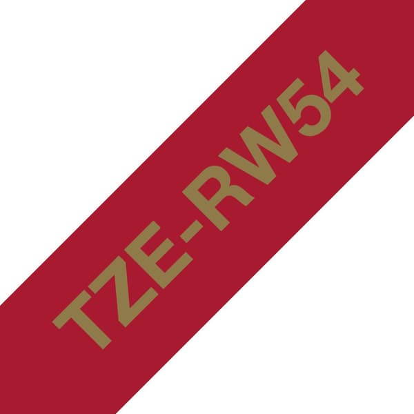 Brother TZe-RW54 - Silkeslen - Guld på Burgund - Rulle (2,4 cm x 4 m) 1 rulle(r) tejp - för Brother PT-D600, P-Touch PT-3600, D600, D800, E550, P750,