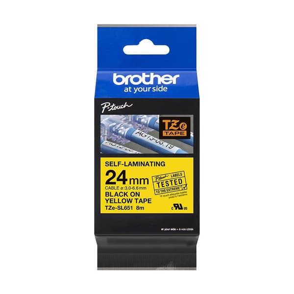 Brother TZe-SL651 - Itsekiinnittyvä - Musta keltaisella - Rulla (2,4 cm x 8 m) 1 rulla laminoitu teippi - P-Touch PT-D800W, PT-E550WSP, PT-E550WVP, PT