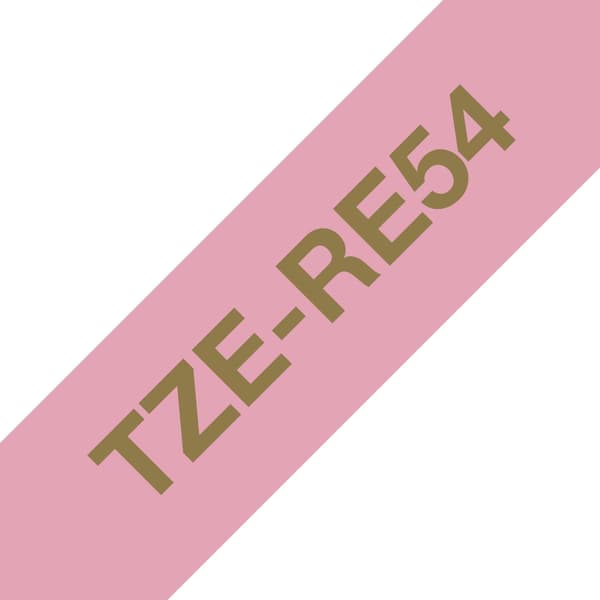 Brother TZe-RE54 - Silkeslen - Guld på rosa - Rulle (2,4 cm x 4 m) 1 rulle(r) tejp - för Brother PT-D600, P-Touch PT-3600, D600, D800, E550, P750, P90