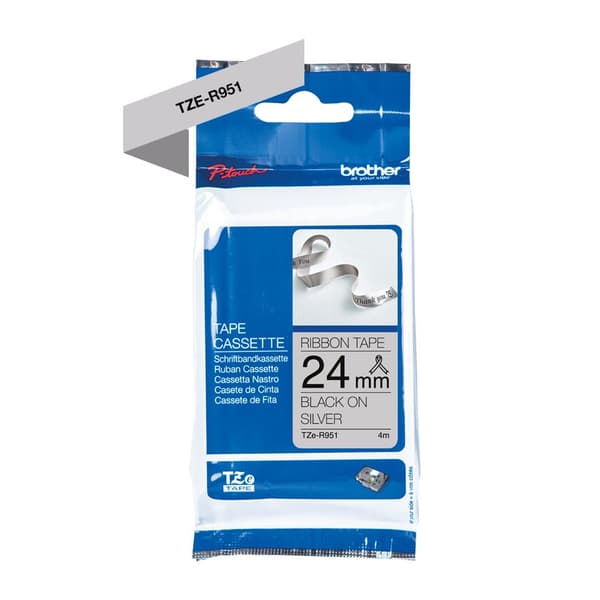 Brother TZe-R951 - Silkeslen - Svart på Silver - Rulle (2,4 cm x 4 m) 1 rulle(r) tejp - för Brother PT-D600, P-Touch PT-D800, P900, P950, P-Touch Cube