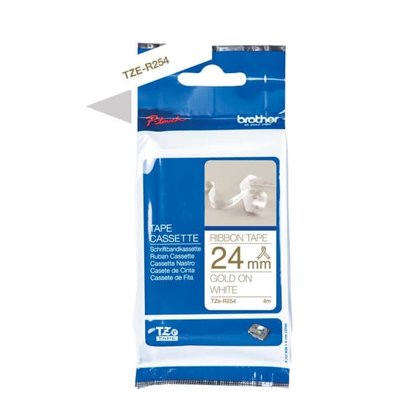 Brother TZe-R254 - Blank - Guld på vitt - Rulle (2,4 cm x 4 m) 1 rulle(r) tejp - för PT2430PC, PT2730, PT2730VP, PT9600, PTD600, PTD600VP, PTD800W, PT