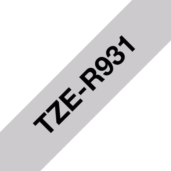 Brother TZe-R931 - Silkeagtig - Sort på sølv - Rulle (1,2 cm x 4 m) 1 rulle(r) tape - til Brother PT-D210, D600, H110, H200, P-Touch PT-1005, E110, H1