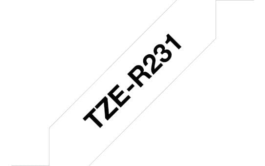 Brother TZE-R231 etikettskrivartejp svart på vitt