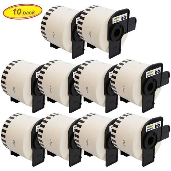 10x rullar DK22205-kompatibla etiketter för Brother P-Touch