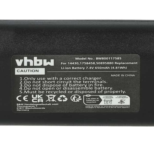 vhbw Batteri kompatibelt med Dymo LabelManager 260, 260P, 280, PnP skrivare, scanner, etikett skrivare (650mAh, 7,4V,
