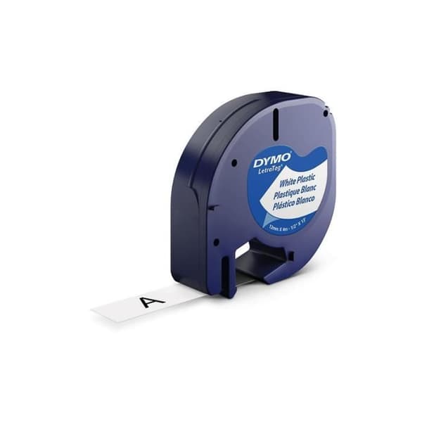 DYMO LetraTag plasttejp (12mm x 4m) Svart/Vit