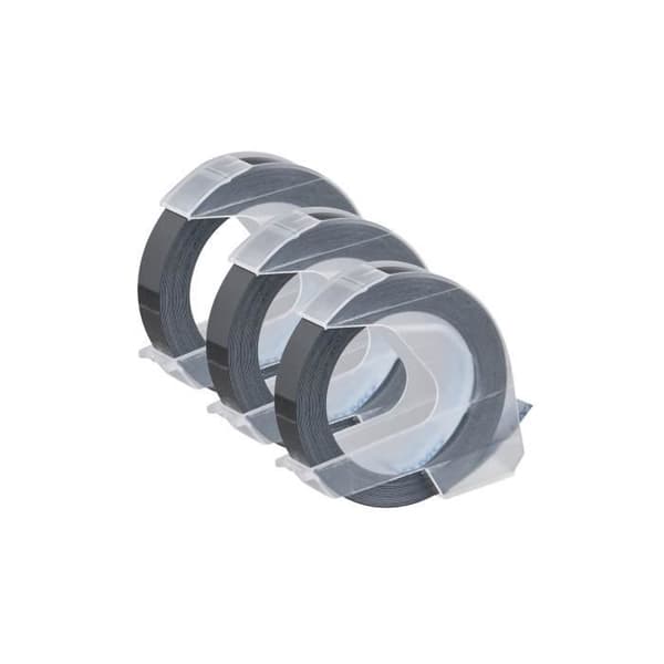 DYMO-paket med 3 3D-band i blister, blank finish, 9 mm x 3 m, svart