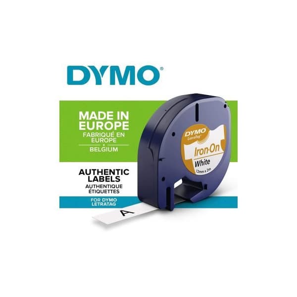 DYMO LetraTag överföringstextilband för klädmärkning - Svart/Vit - 12mm x 2m