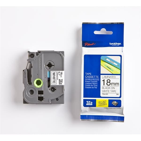 BROTHER P-TOUCH TZE-241 etiketttejp - 18 mm - standardlim - svart på vitt