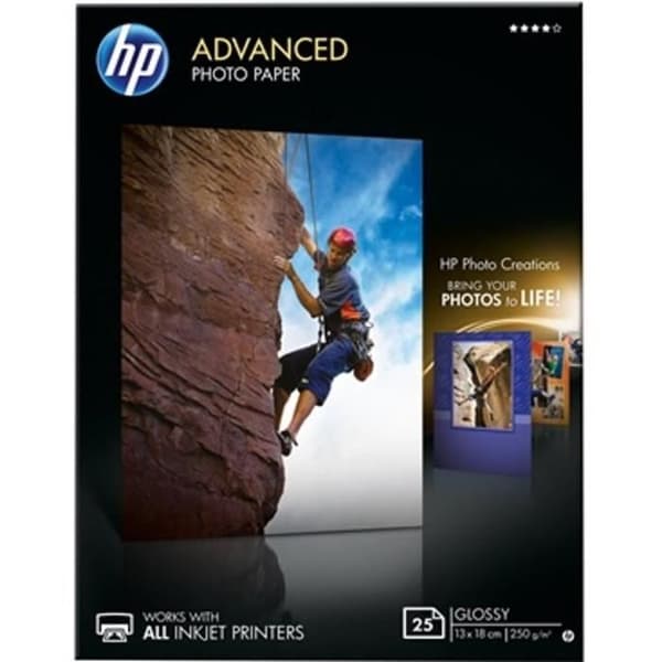 HP Advanced glättat fotopapper - 25 ark - 13 x 18 cm - Kantlöst