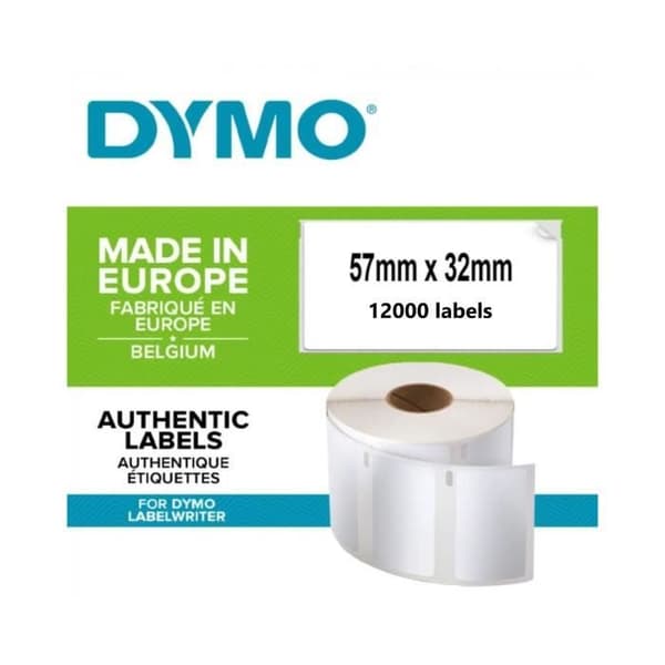 DYMO LabelWriter universaletiketter - 32mm x 57mm - Box med 12 rullar à 1000