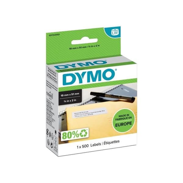 DYMO LabelWriter multifunktionsetiketter - 1 rulle med 500 etiketter - 19 mm x 51 mm
