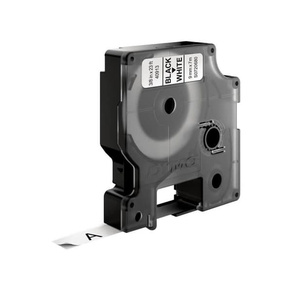 DYMO LabelManager tejpkassett D1 9mm x 7m Svart/Vit (kompatibel med LabelManager och LabelWriter Duo)