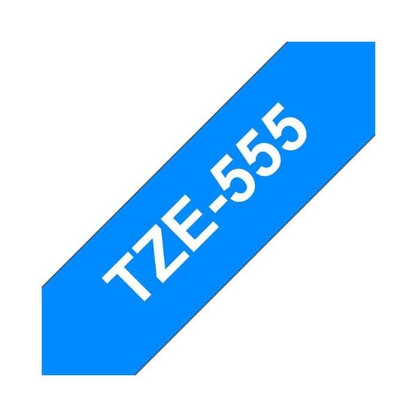 Brother TZe 555 - Laminerad tejp - vit på blått - Rulla (2,4 cm x 8 m) - 1 rulle(r)