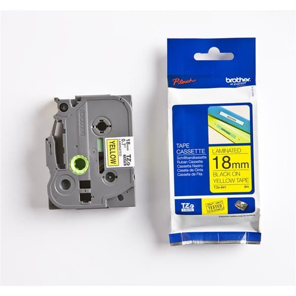 BROTHER P-TOUCH TZE-641 Laminerad etiketttejp - 18 mm - Svart på gult - Standardlim