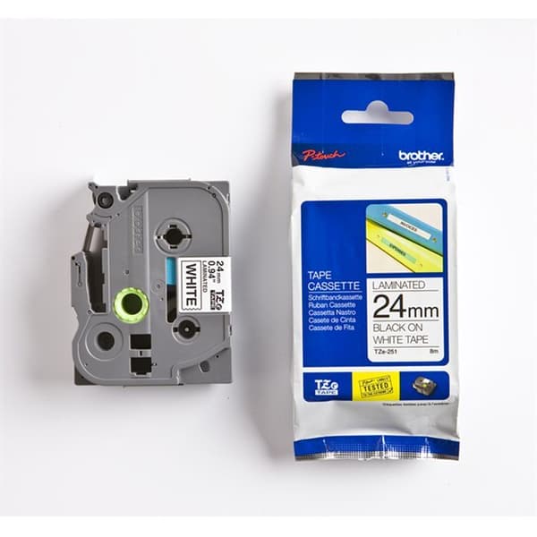 Brother TZE 251 laminerat tryckband (24 mm) för PT-1010 / PT-1280DT etiketter