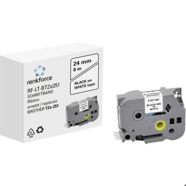 Renkforce RF-LT-BTZe251 färgband kompatibel ersätter Brother TZe-251 24 mm Bandfärg: vit polsk färg