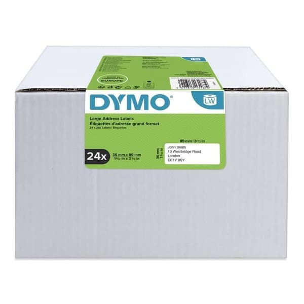 Paket med 24 rullar med adressetiketter i stort format 36 mm x 89 mm DYMO LabelWriter