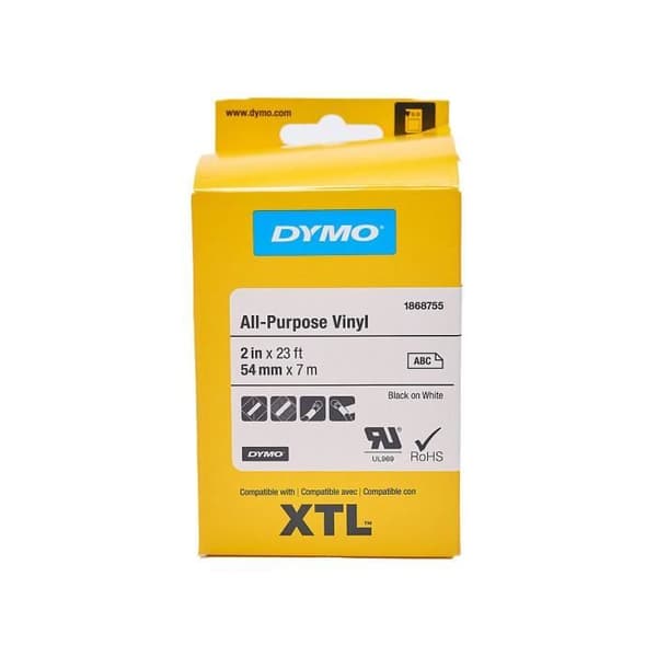 Permanent självhäftande tejp - DYMO - XTL - 54mm x 7m - Svart på vitt - Vinyl