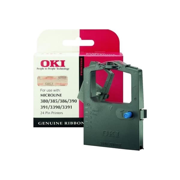 OKI svart tryckband för Microline 3390, 3391, 380, 385, 390, 390 Elite, 391 - Dot Matrix Technology