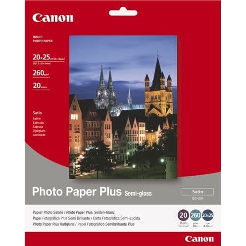 CANON satinfotopapper SG-201 - 20 x 25 cm - 20 ark - Bläckstråle - Kompatibel med PIXMA - Vit