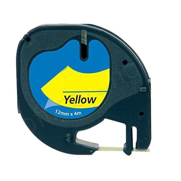 Ruban compatible Dymo Letratag 91202 - 12 mm x 4 meter svart/gul S0721620