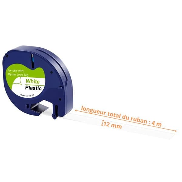 Etiketter - Phonillico® - Kompatibel med Dymo LetraTag - 5 färger - 12mm x 4m - Plastikk