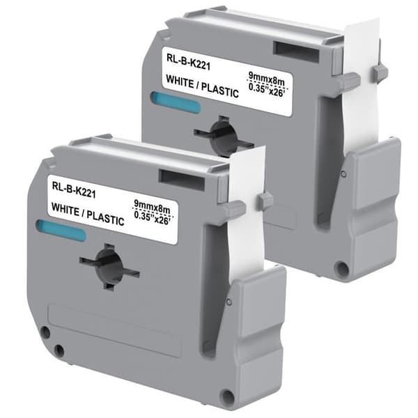 Etikettbande - Phonillico® - MK221 - 2-pack - 9mm x 8m - Kompatibel med Brother P-touch