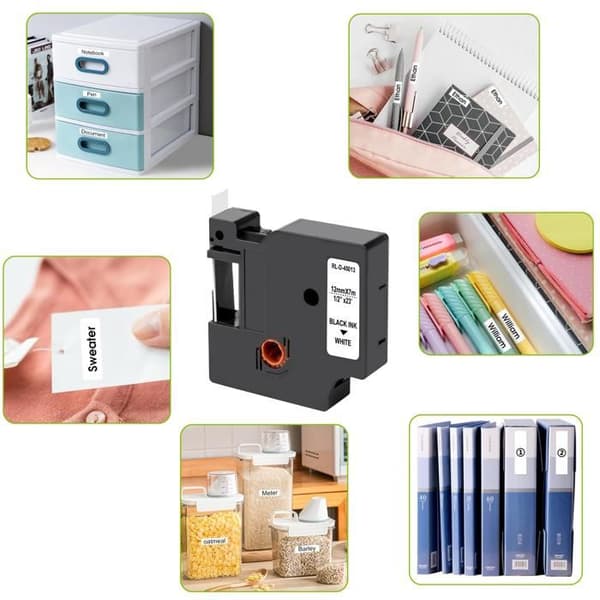 Ruban Blanc - Phonillico® - Lot de 3 - Kompatibel med Dymo LabelManager - 12mm x 7m - Etikett 45013