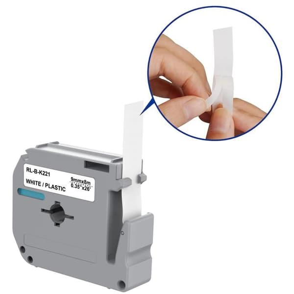Etiquettes Blanc - Phonillico® - MK221 - Ruban 9mm - 8m - Kompatibel med Brother P-touch