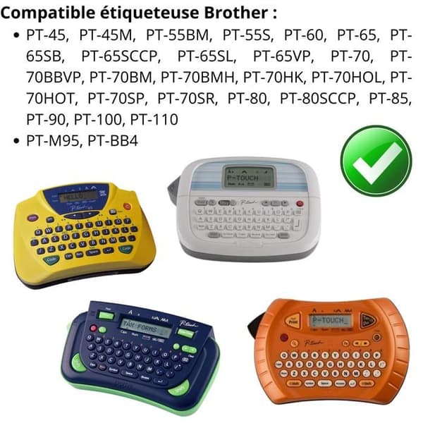 Etiquettes Blanc - Phonillico® - MK221 - Ruban 9mm - 8m - Kompatibel med Brother P-touch