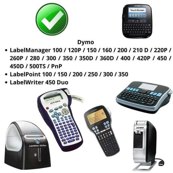 Set med 6 Band - Phonillico® - Kompatibel med Dymo - 12mm x 7m - Flerfärgad - Varierande etiketter