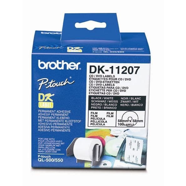Brother CD/DVD-etiketter - DK11207 - Vit - QL500/550-kompatibel