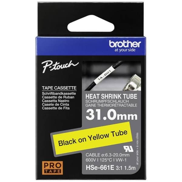 Skrivarbläckband - BROTHER - HSE661E - Gul - 31 mm - Kompatibel med Brother