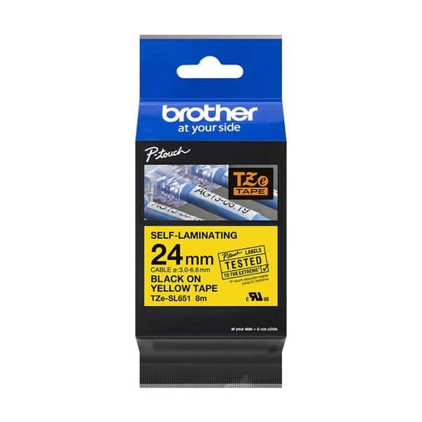 Brother TZe-S651 färgband - Extra stark vidhäftning - Gul - 24mm x 8m