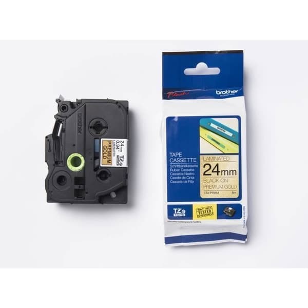 BROTHER Ribbon - TZEPR851 - 24 mm svart på premium guldbakgrund - Qt 1