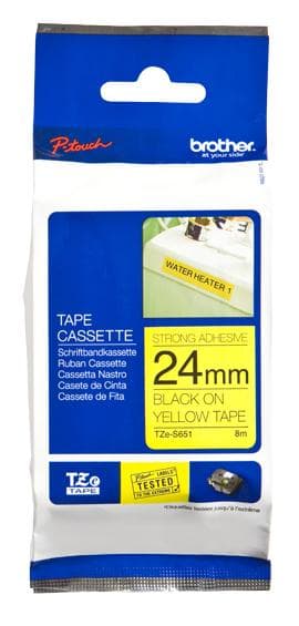 Brother TZe S651 - Lamineret ekstra stærk klæbende tape - sort på gul - rulle (2,4 cm x 8 m) - 1 rulle(r) - til P-Touch 1400, 1500, 16XX, 22XX, 23XX,