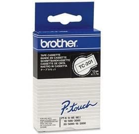 Brother TC-mærketape sort på hvid, TC-201, 12 mm