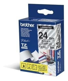 Brother TZe151 - Laminerad tejp - svart på klar - rulle (2,4 cm x 8 m) - 1 rulle (TZE151)