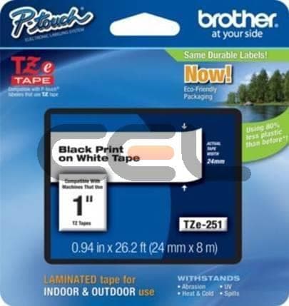 Brother TZ251CIV - Lamineret tape - Sort på hvidt - Rulle (2,4 cm x 8 m) - 1 rulle(r) (TZE251CIV)