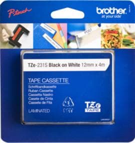 Brother TZE-231S Sort på hvid TZe
