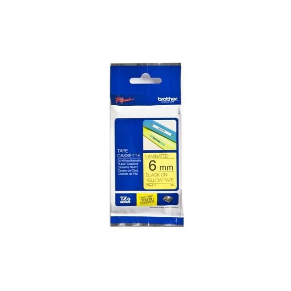 Brother TZe 611 - Lamineret tape - sort på gul - rulle (0,6 cm) - 1 rulle(r) - til P-Touch 10XX, 12XX, 18, 18XX, 2030, 2100, 24XX, 27XX, 7100, 7500, 7