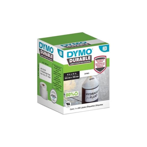 Dymo LabelWriter Box med 1 rulle med 200 starka extra stora fraktetiketter, 104 mm x 159 mm