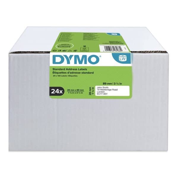 Paket med 24 rullar med standardadressetiketter 28mm x 89mm - DYMO