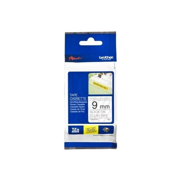 BROTHER P-TOUCH TZE-S121 Laminerad Tejp - Svart / Transparent - 9 mm
