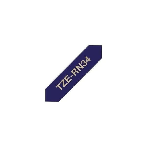 Brother Ribbon - TZERN34 - Guld på midnattsblått 12 mm - Rulle (1,2 cm x 4 m) - Termisk överföring