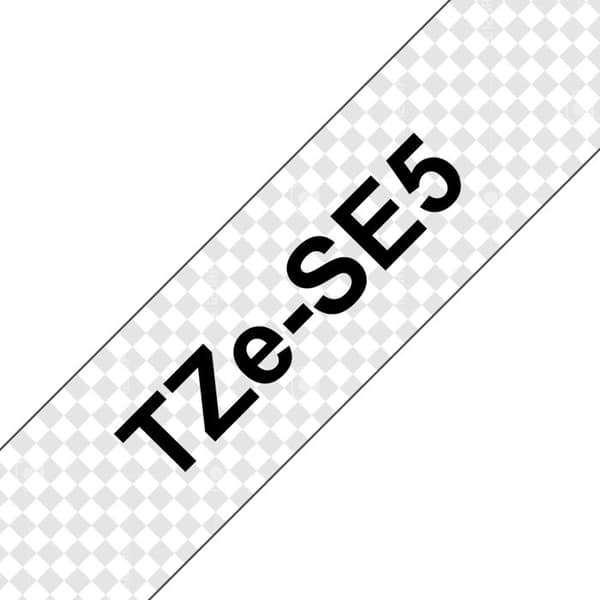 Brother TZe-SE5 säkerhetsbläckband - Vit på svart - 24mm x 8m