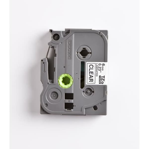 BROTHER P-TOUCH TZE-111 etiketttejp - 6 mm - Svart på transparent - Standardlim