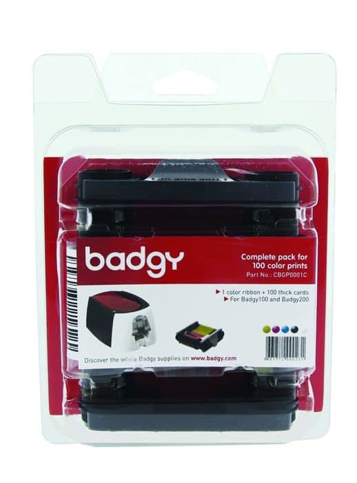Evolis färgband - CBGP0001C - Badgy YMCKO färgband för 100 utskrifter + 100 tjocka PVC-kort (0,76 mm)